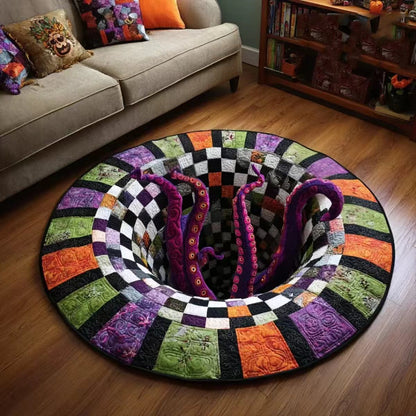 Halloween 3D Bottomless Illusion Rug Skeleton Pit Non-Slip Crystal Velvet Mat