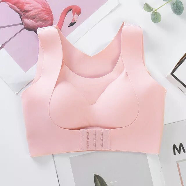 NOW! Front Closure Cross-Back Wireless Posture Bra Ultra Push-Up, All-Day Comfort & Natural Lift for a Slimmer