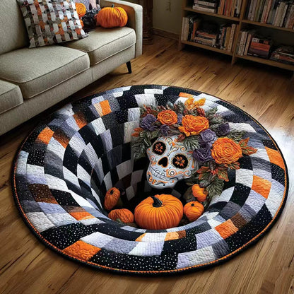 Halloween 3D Bottomless Illusion Rug Skeleton Pit Non-Slip Crystal Velvet Mat