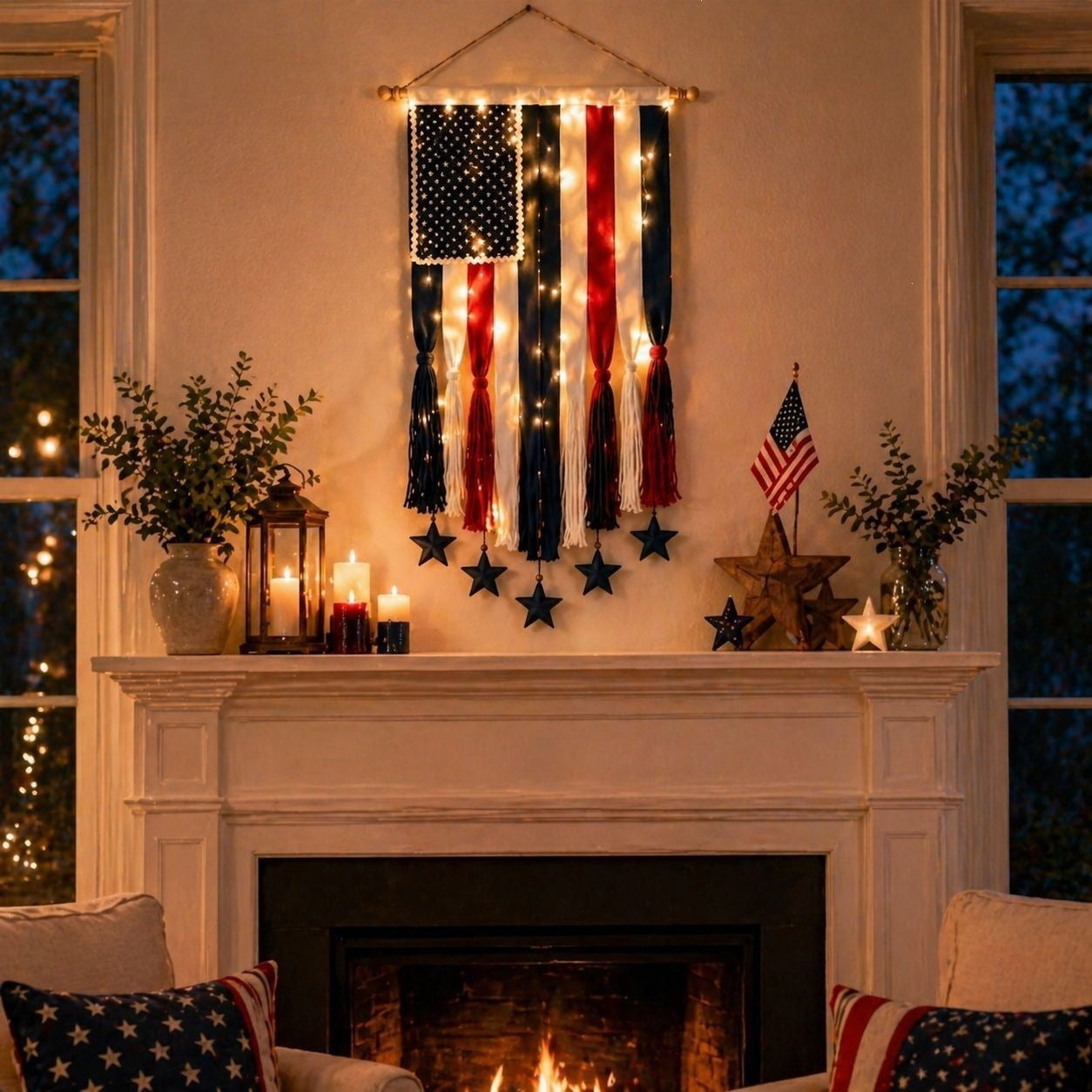 Lighted American Flag Banner