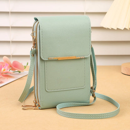 Touchscreen Crossbody Phone Bag Use Your Phone Through the Clear Window, 3 Card Slots & Dual-Zipper Secure Storage