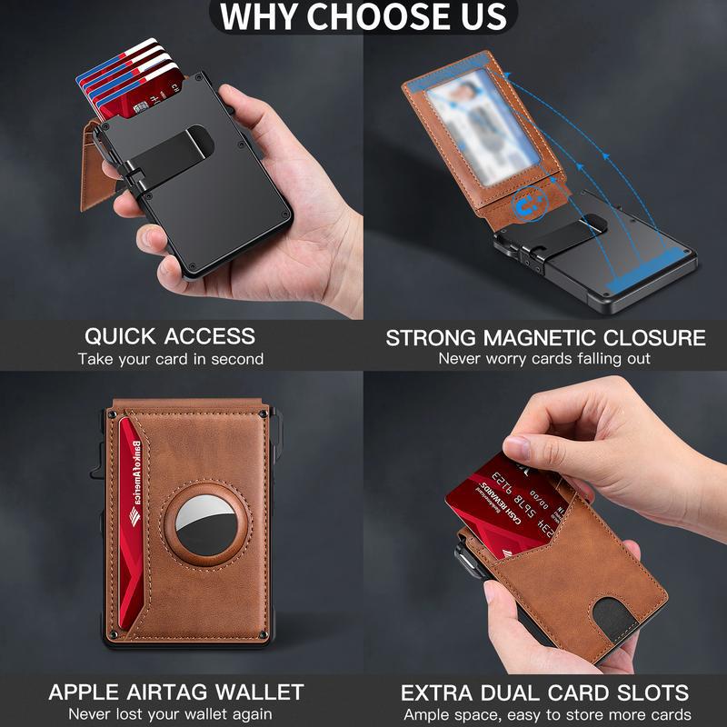 Men's Business Style Pu Leather Card Slots for Airtag, Rfid Blocking Wallet for Daily & Back To School (not Airtag)