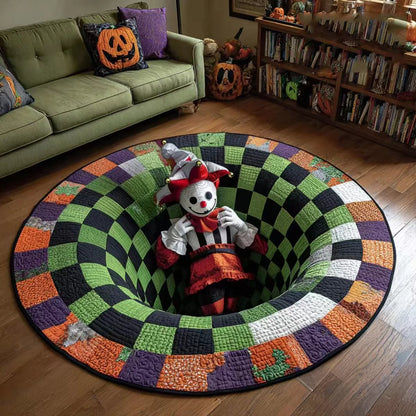 Halloween 3D Bottomless Illusion Rug Skeleton Pit Non-Slip Crystal Velvet Mat