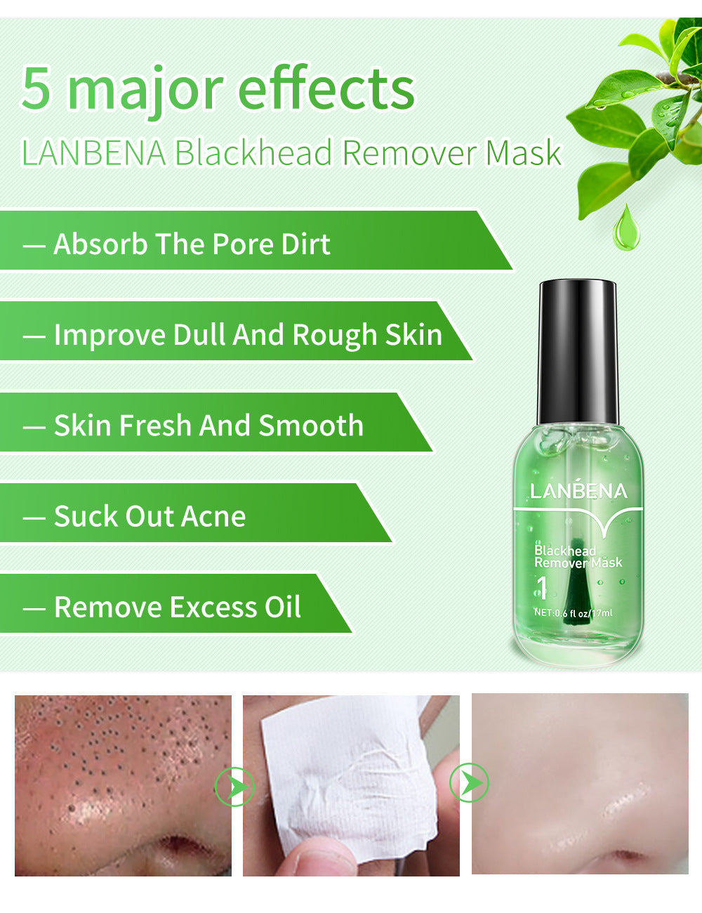 Green Tea Blackhead Remover Kit 100 Pore Strips + Pore Care Serum