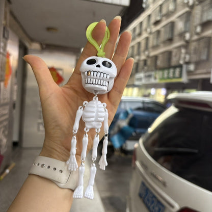 Pull-String Skeleton Keychain | Viral Funny Skull Keychain