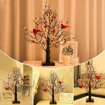 Birch Twig Tree with LED Lights & Birds