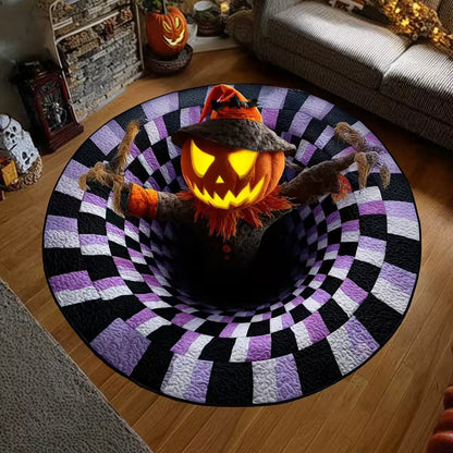 Halloween 3D Bottomless Illusion Rug Skeleton Pit Non-Slip Crystal Velvet Mat