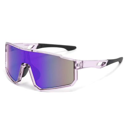 Unisex Statement Sunglasses - Colorful Mirrored 1-Piece Rubber Shield Design, Windproof UV400 Shield