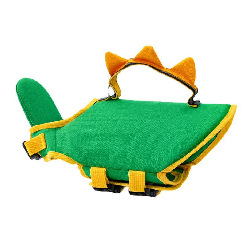 Dinosaur Dog Swim Float Vest with Chin Support & Rescue Handle!