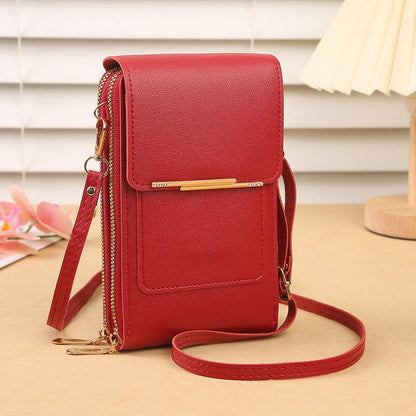 Touchscreen Crossbody Phone Bag Use Your Phone Through the Clear Window, 3 Card Slots & Dual-Zipper Secure Storage