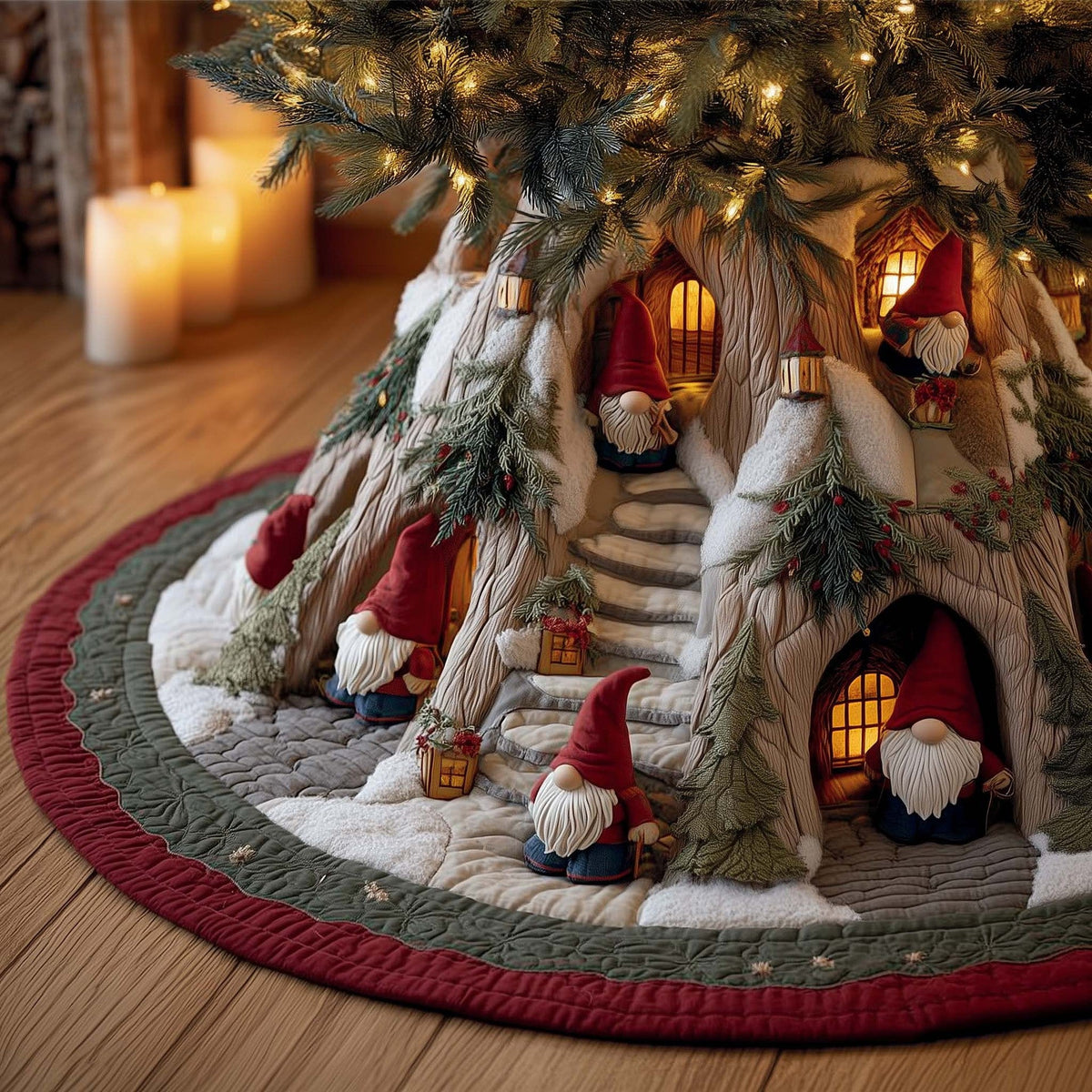 3D Optical Illusion Christmas Tree Skirt
