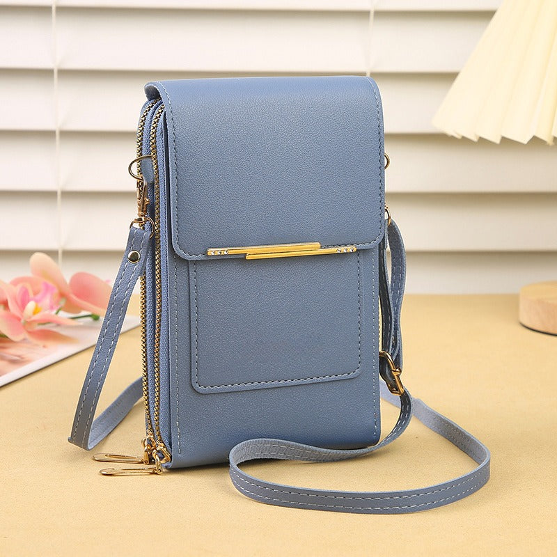 Touchscreen Crossbody Phone Bag Use Your Phone Through the Clear Window, 3 Card Slots & Dual-Zipper Secure Storage