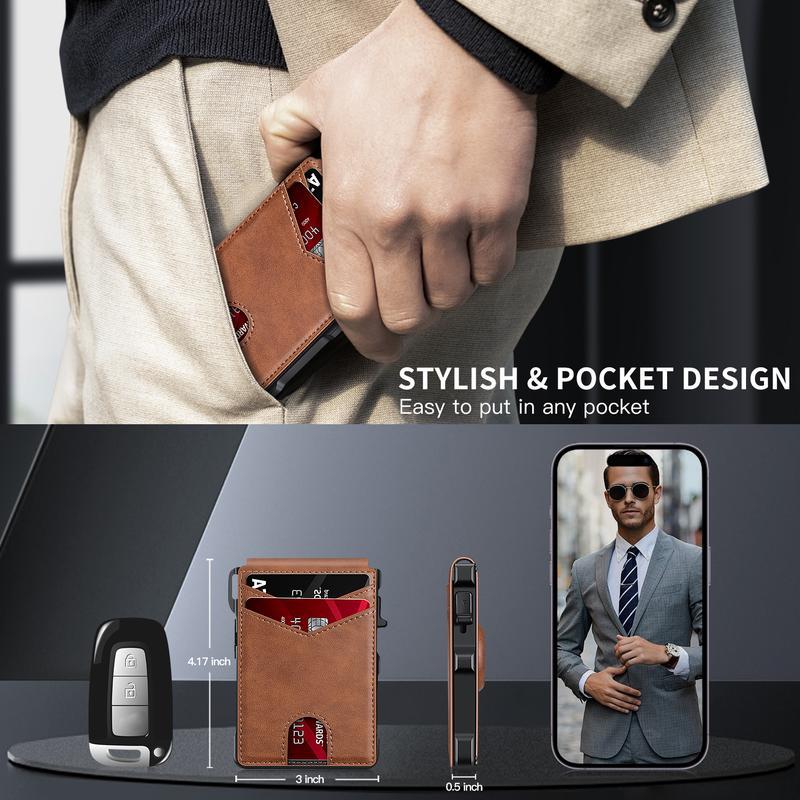 Men's Business Style Pu Leather Card Slots for Airtag, Rfid Blocking Wallet for Daily & Back To School (not Airtag)