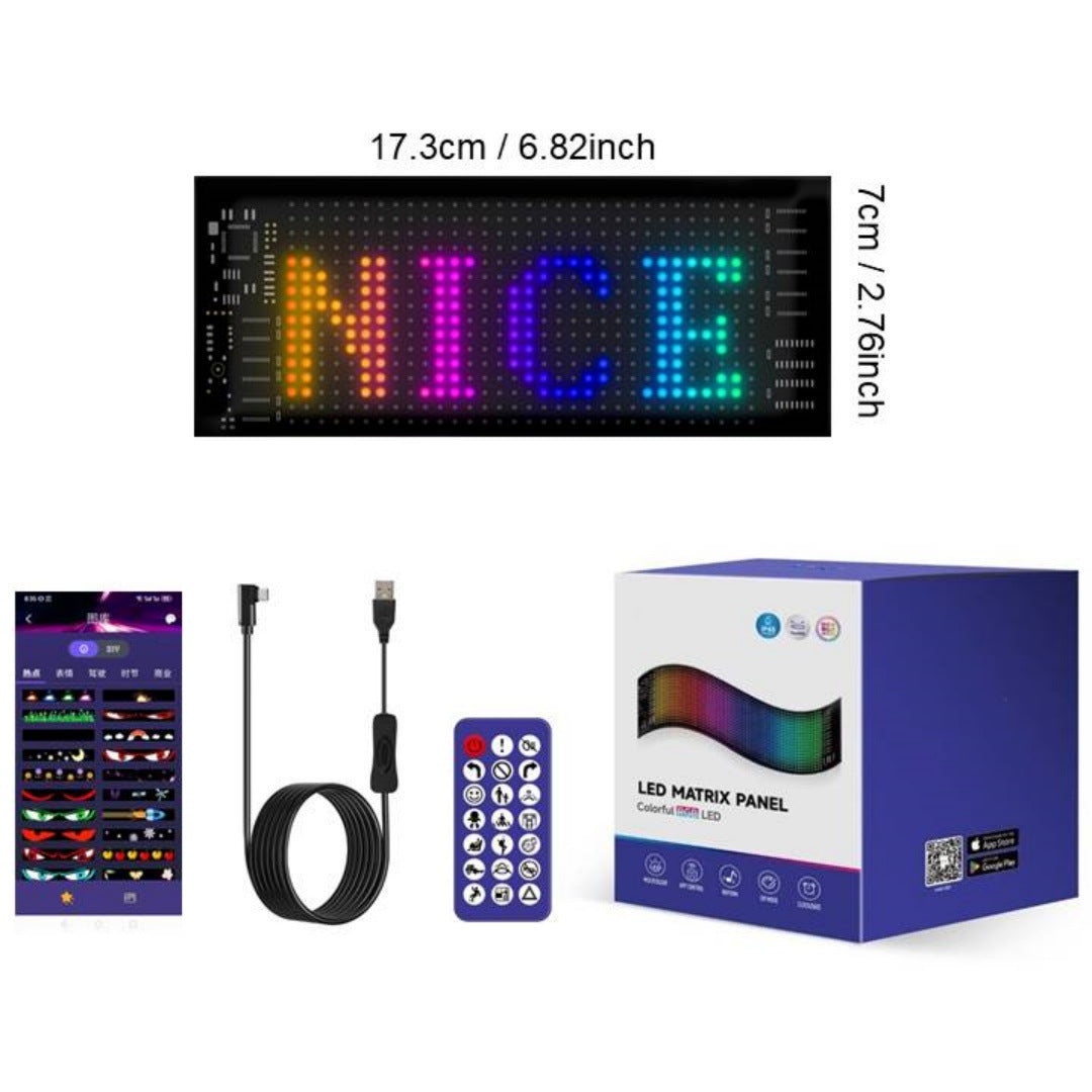 Smart LED Pixel Car Display App-Controlled Custom Text, Colors & Animations!