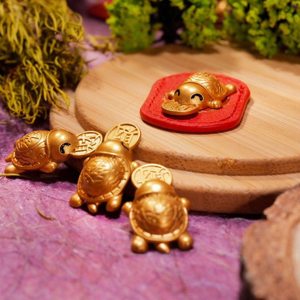 Gold Turtle Wallet Charm