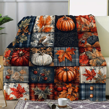 Halloween Pumpkin Ghost Blanket Cozy Spooky Throw for Fall Movie Nights, Sofa & Bed