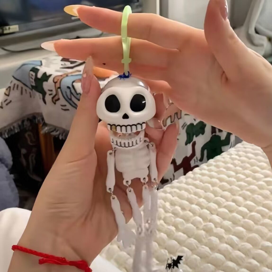Pull-String Skeleton Keychain | Viral Funny Skull Keychain