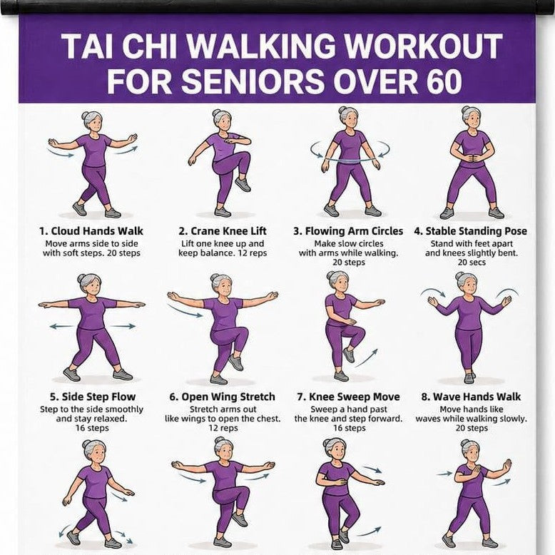 Tai Chi Chair Workout Chart for Seniors (16 x 24 inches)