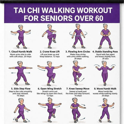 Tai Chi Chair Workout Chart for Seniors (16 x 24 inches)