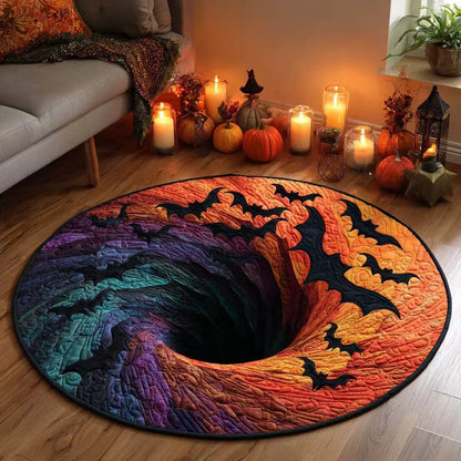 Halloween 3D Bottomless Illusion Rug Skeleton Pit Non-Slip Crystal Velvet Mat