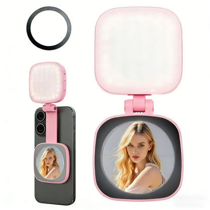Magnetic Selfie Light with Mirror & Phone Stand