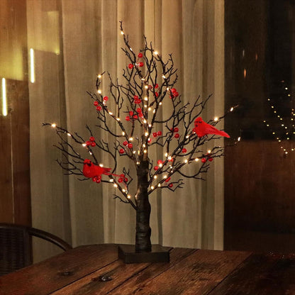 Birch Twig Tree with LED Lights & Birds