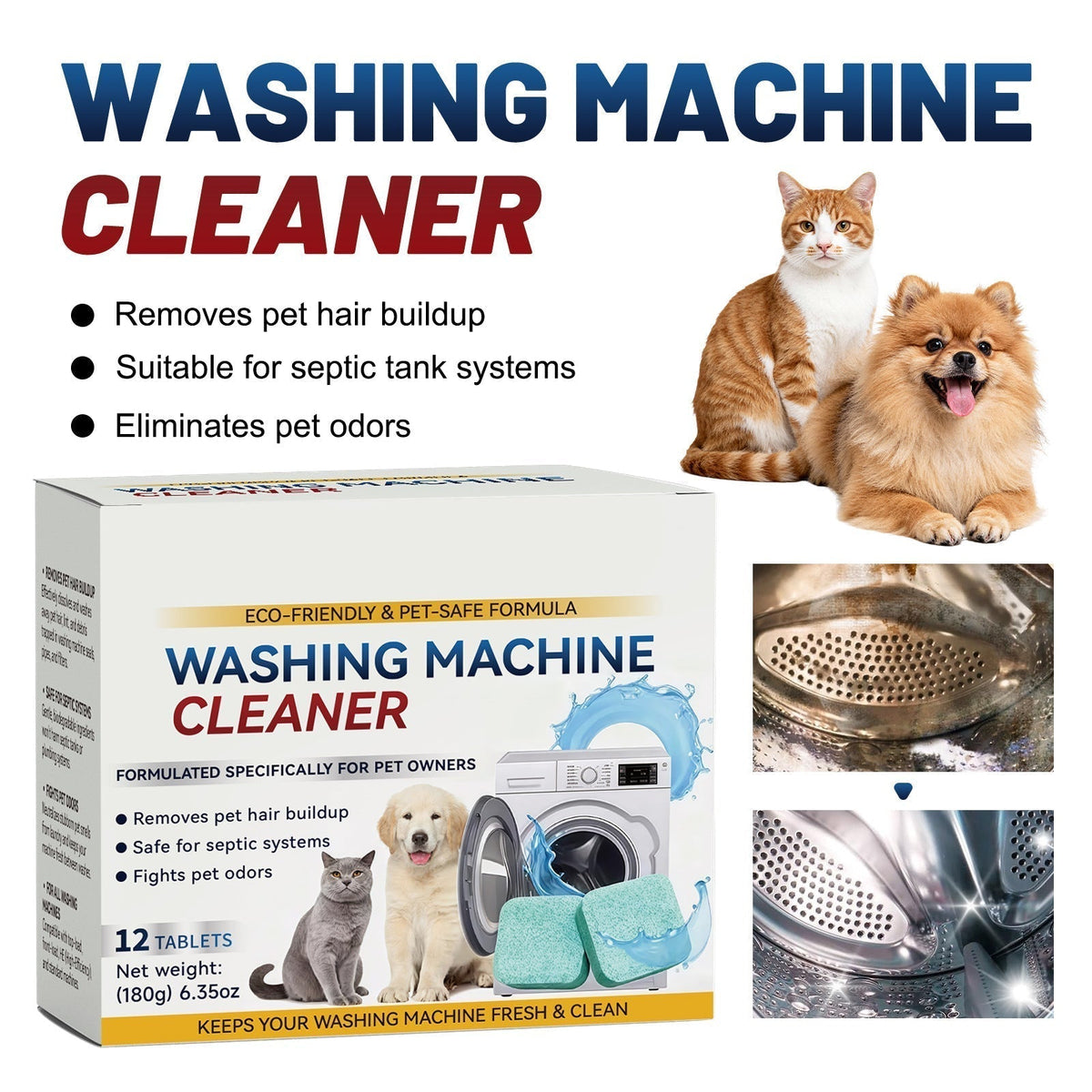 Powerful Washer Deep Cleaner Tablets Eliminate Hidden Bacteria & Bad Smells Fast