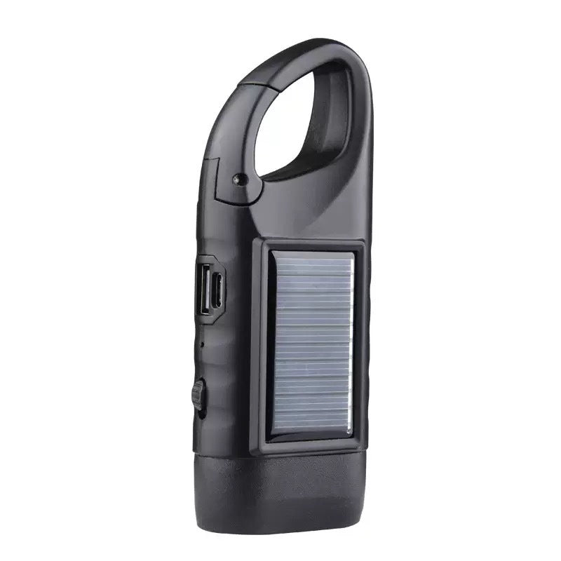 Solar Hand Crank Emergency Flashlights USB-C Rechargeable Outdoor Lights