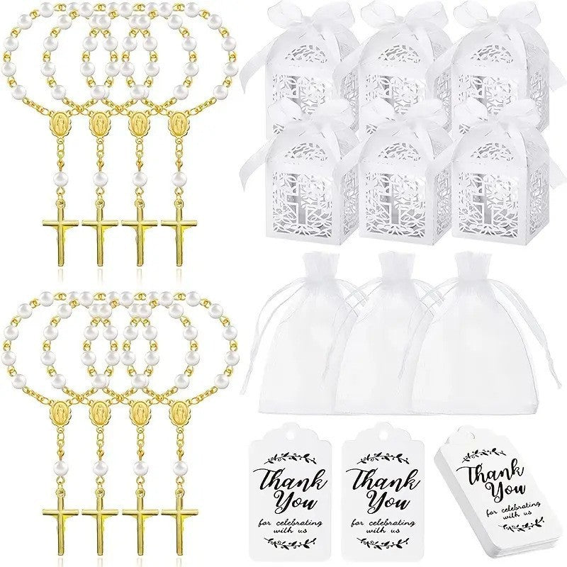 Bulk Rosary Bracelet Pack | 30 Bracelets + 30 Pouches + 30 Gift Boxes + 30 Cards Gifting