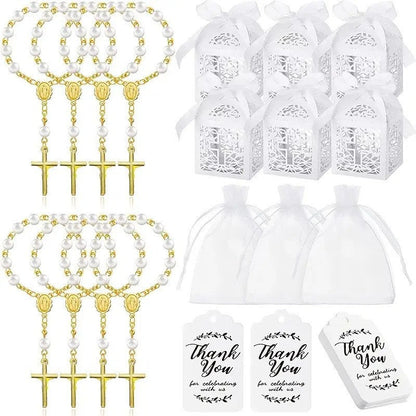 Bulk Rosary Bracelet Pack | 30 Bracelets + 30 Pouches + 30 Gift Boxes + 30 Cards Gifting