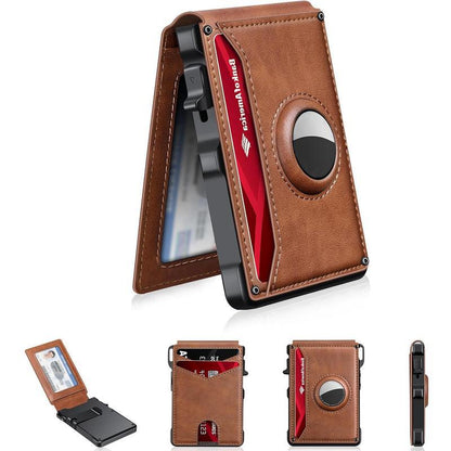 Men's Business Style Pu Leather Card Slots for Airtag, Rfid Blocking Wallet for Daily & Back To School (not Airtag)
