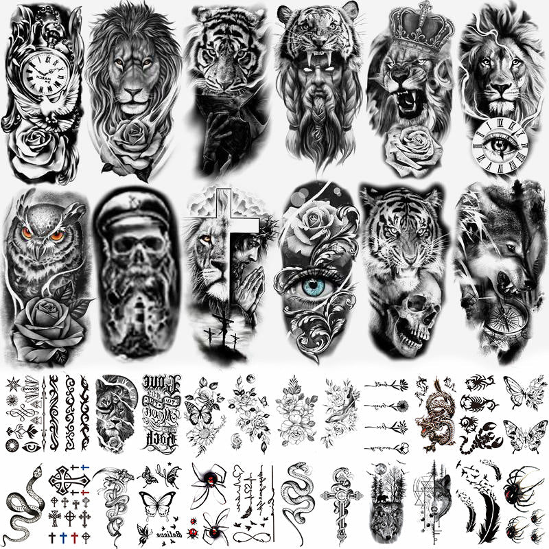 Large Black Temporary Tattoo Stickers