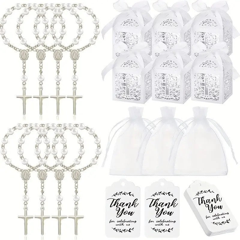 Bulk Rosary Bracelet Pack | 30 Bracelets + 30 Pouches + 30 Gift Boxes + 30 Cards Gifting