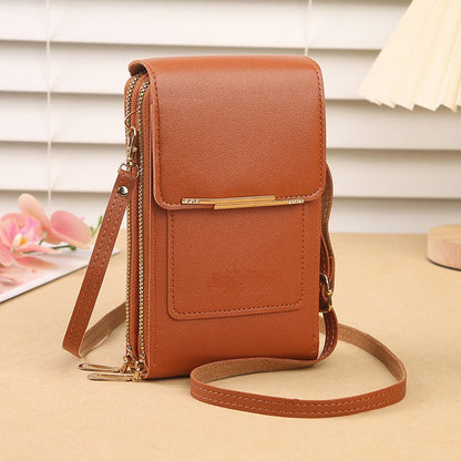 Touchscreen Crossbody Phone Bag Use Your Phone Through the Clear Window, 3 Card Slots & Dual-Zipper Secure Storage