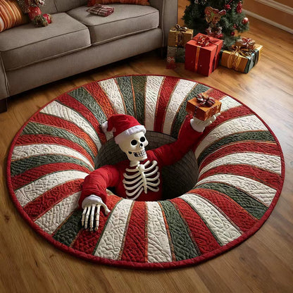 Halloween 3D Bottomless Illusion Rug Skeleton Pit Non-Slip Crystal Velvet Mat