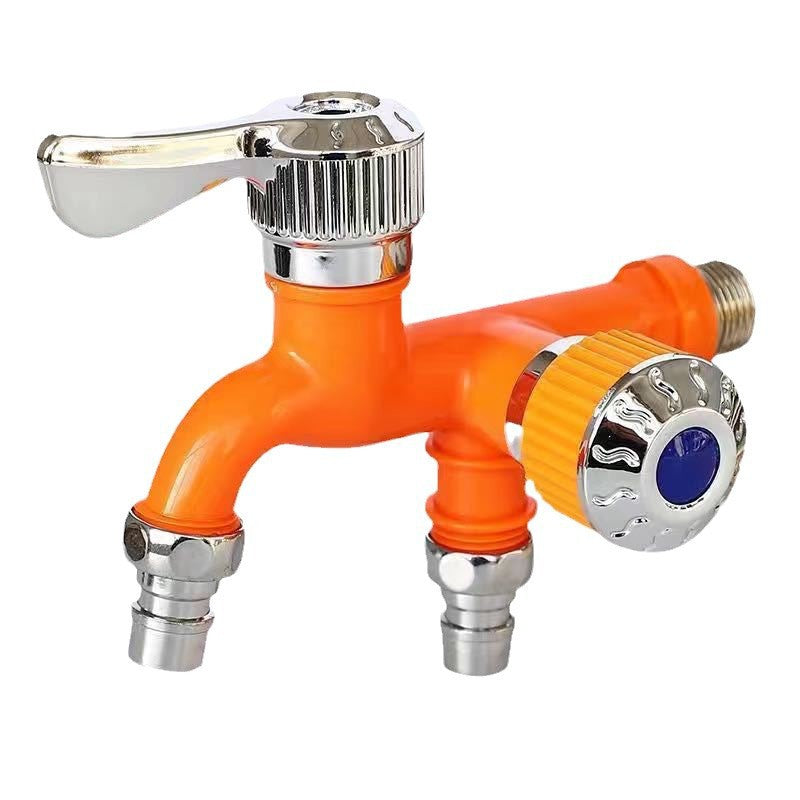 Dual-Outlet Faucet Two Independent Water Connections for Laundry, Garden & Everyday Cleaning