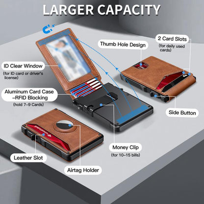 Men's Business Style Pu Leather Card Slots for Airtag, Rfid Blocking Wallet for Daily & Back To School (not Airtag)