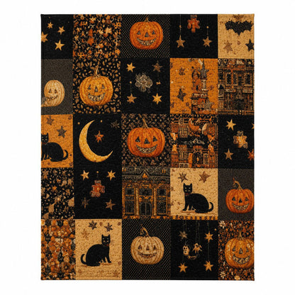 Halloween Pumpkin Ghost Blanket Cozy Spooky Throw for Fall Movie Nights, Sofa & Bed