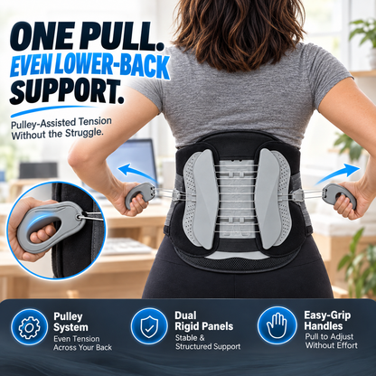 Pulley Lumbar Support Brace Adjustable Lower Back Support with Dual Rigid Panels