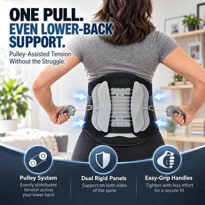 Pulley Lumbar Support Brace Adjustable Lower Back Support with Dual Rigid Panels