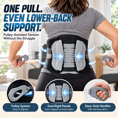Pulley Lumbar Support Brace Adjustable Lower Back Support with Dual Rigid Panels