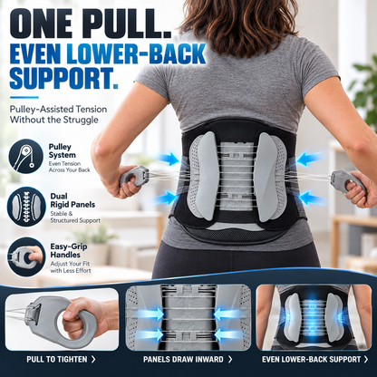 Pulley Lumbar Support Brace Adjustable Lower Back Support with Dual Rigid Panels