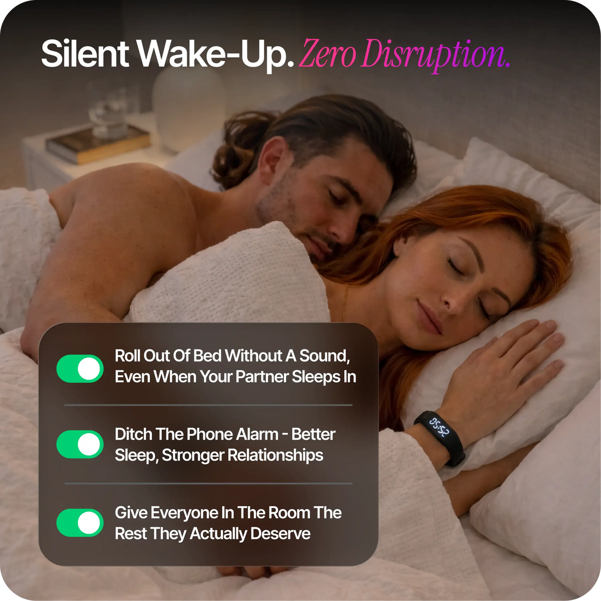 Wrist-Worn Wake-Up Device for Heavy Sleepers- Silent Vibration Alarm Clock