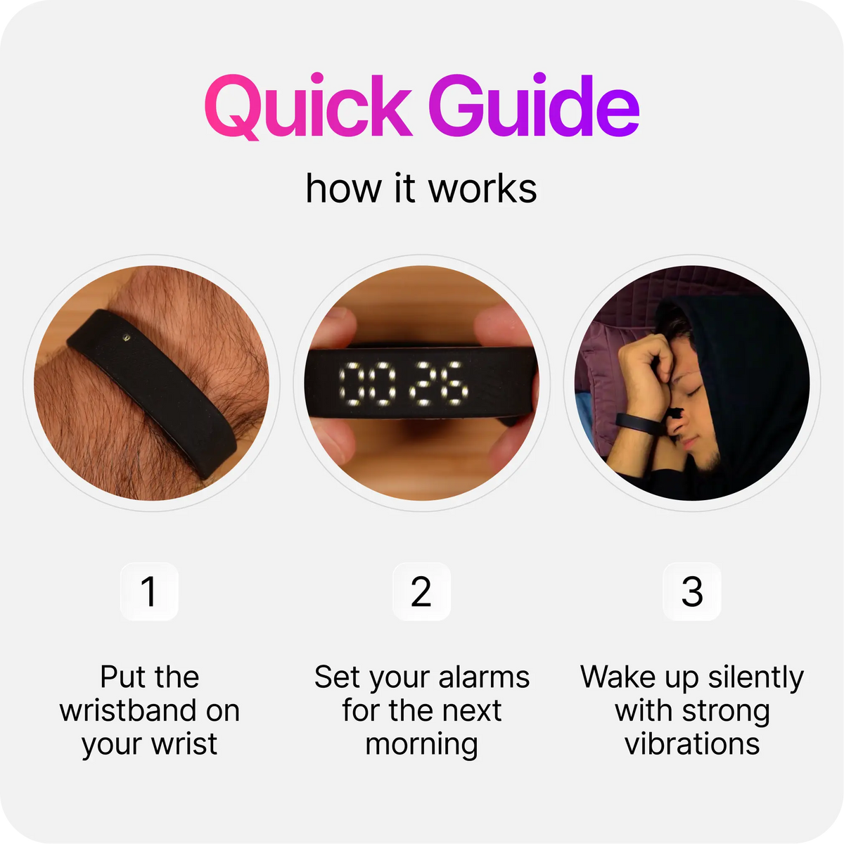 Silent Vibration Alarm Clock - Wrist-Worn Wake-Up Device for Heavy Sleepers
