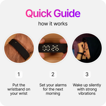 Silent Vibration Alarm Clock - Wrist-Worn Wake-Up Device for Heavy Sleepers