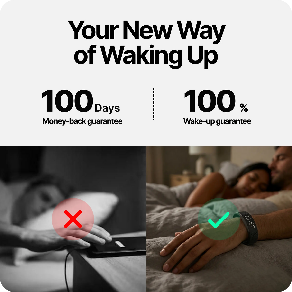 Wrist-Worn Wake-Up Device for Heavy Sleepers- Silent Vibration Alarm Clock