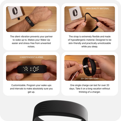 Wrist-Worn Wake-Up Device for Heavy Sleepers- Silent Vibration Alarm Clock