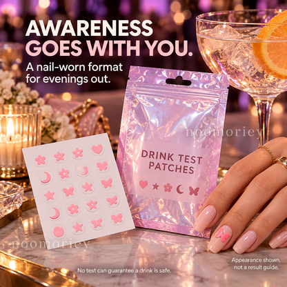 Cute Drink Test Patches, Nail Stickers for Party Safety Awareness