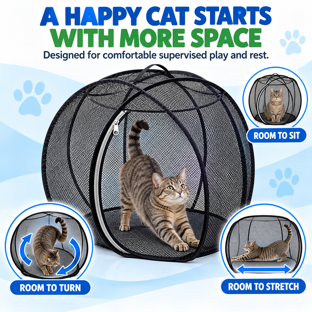 FreshAir Cat Haven Pop-Up Mesh Playpen