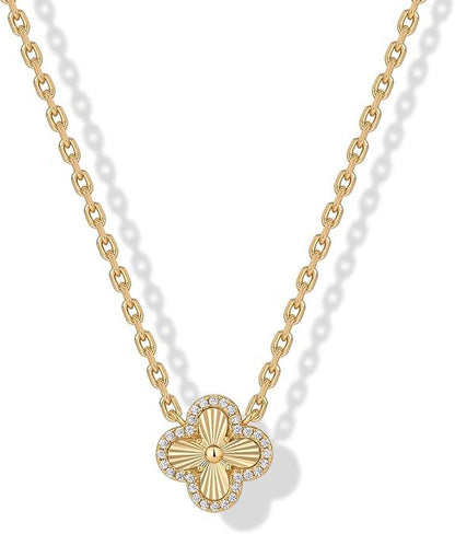 14K Gold-Plated Four-Leaf Clover Bracelet Lucky Charm Jewelry for Women